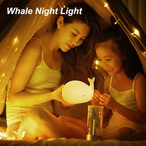 WhaleGlow Silicone Night Light – USB Rechargeable LED Whale Ambient Lamp
