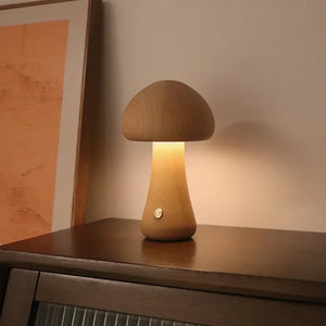 Wooden Mushroom Touch Lamp – Ambient LED Night Light