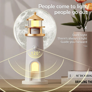 Lighthouse Moon Projection Nightlight – LED Ambient Moon & Star Projection Lamp