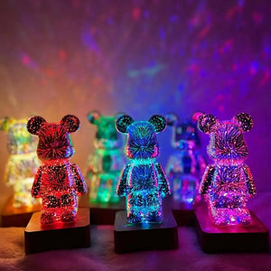 3D Fireworks Glass Bear Light – USB LED Ambient Night Light & Decorative Lamp