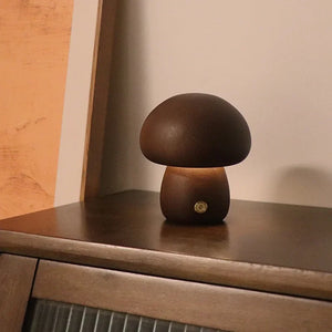 Wooden Mushroom Touch Lamp – Ambient LED Night Light