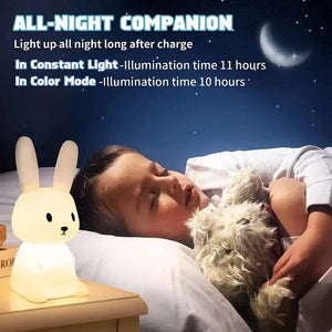 BunnyGlow Silicone Night Light – USB Rechargeable LED Ambient Lamp