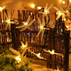 Solar Dragonfly String Lights – Waterproof Outdoor LED Fairy Garden & Patio Lighting