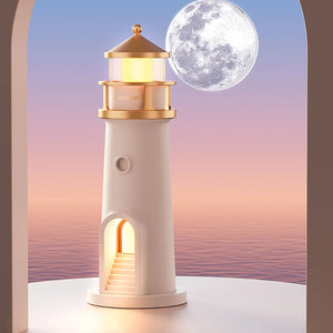 Lighthouse Moon Projection Nightlight – LED Ambient Moon & Star Projection Lamp