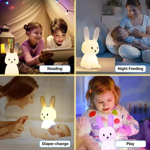 BunnyGlow Silicone Night Light – USB Rechargeable LED Ambient Lamp