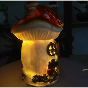 Solar Resin Mushroom House Lamp – Solar Powered Waterproof Garden LED Decor
