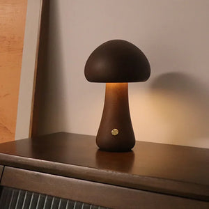 Wooden Mushroom Touch Lamp – Ambient LED Night Light