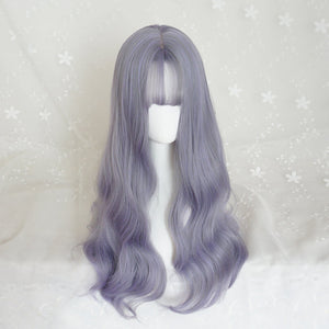 Purple-grey big wave long curly wig WS2171