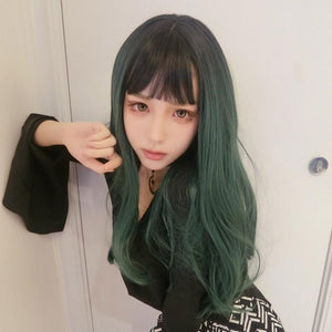 Lolita black and green mixed color wig WS1215