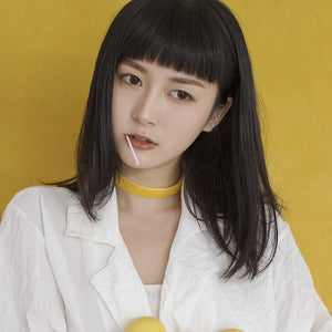 Loli natural cute mid-length black wig WS1227