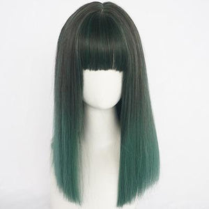 Harajuku Long Black Green Lolita Wig  WS1116