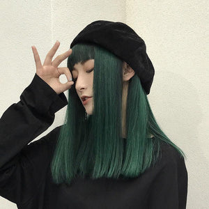 Harajuku Long Black Green Lolita Wig  WS1116