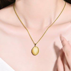 Oval photo box necklace