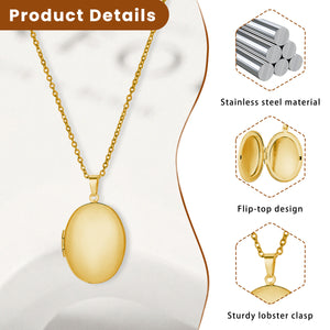 Oval photo box necklace