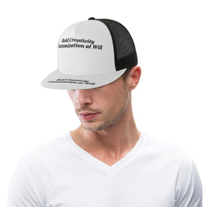 Flat-brimmed mesh baseball cap