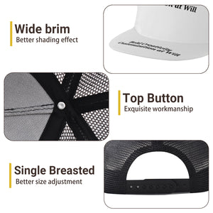 Flat-brimmed mesh baseball cap