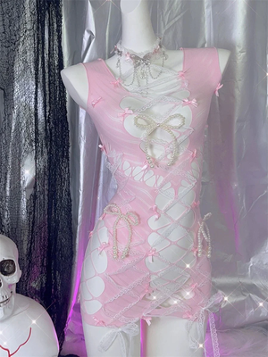 Pink Bow Hollow Dress S478