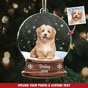 Custom Photo Snowball Pet & Family Printed Acrylic Ornament, Gift For Dog Lovers, Christmas Gift