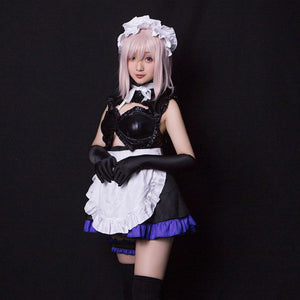 Fate Grand Order Mash Kyrielight Costume Anime FGO Matthew Maid Cosplay Outfits Latex Maid Dress with Full Set Accessories