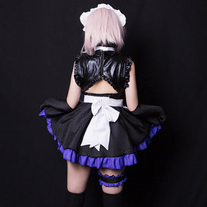 Fate Grand Order Mash Kyrielight Costume Anime FGO Matthew Maid Cosplay Outfits Latex Maid Dress with Full Set Accessories