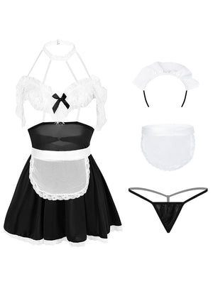 Sheer Lace Maid Dress with Apron