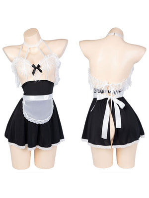 Sheer Lace Maid Dress with Apron