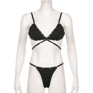 Dark style rivet bikini SS3409