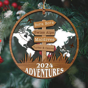 Personalized Travel Adventure Ornament, Custom Traveling Destination Ornament, Travel Gift, Christmas Gift, Gift for Travelers