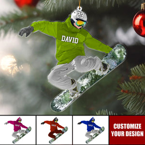 Personalized Snowboarding Athletes Skis Christmas Ornament, Gift For Ski Lovers