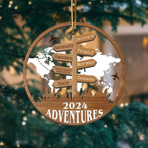 Personalized Travel Adventure Ornament, Custom Traveling Destination Ornament, Travel Gift, Christmas Gift, Gift for Travelers