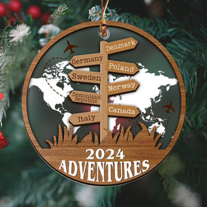 Personalized Travel Adventure Ornament, Custom Traveling Destination Ornament, Travel Gift, Christmas Gift, Gift for Travelers