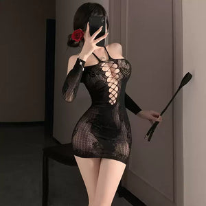 Halter neck mesh  dress S522