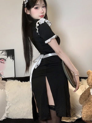 French Maid High Slit Dress