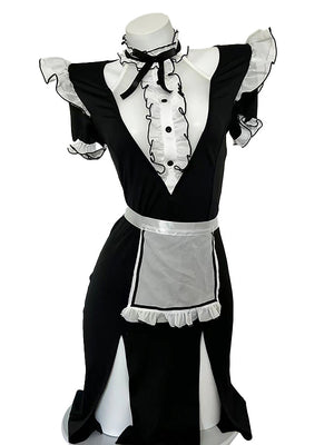 French Maid High Slit Dress