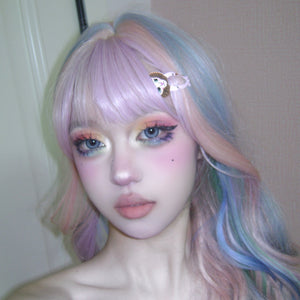 Rainbow curly wig W004