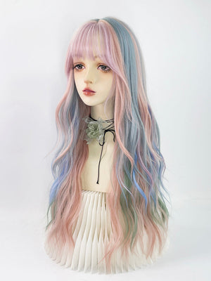 Rainbow curly wig W004