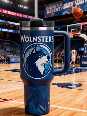 Minnesota Timberwolves Exclusive Design 40oz Insulated Tumbler with Handle & Straw