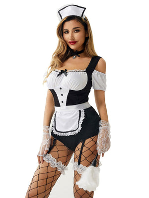 Cold Shoulder French Maid Bodysuit