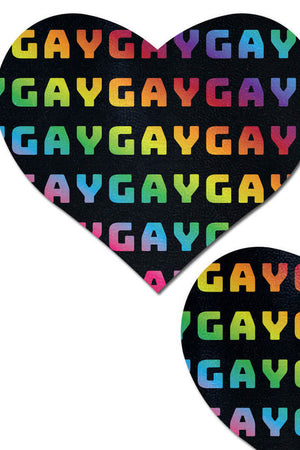 Rainbow Gay on Black Heart Pasties