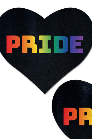 Rainbow Pride on Black Heart Nipple Pasties
