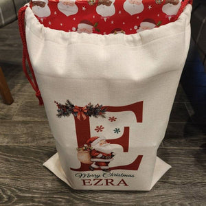 Premium Custom Santa Sack | Thick Canvas Personalised Christmas Present Gift Bag for Him Her Kids Adults | Add Name Initial Xmas Stocking