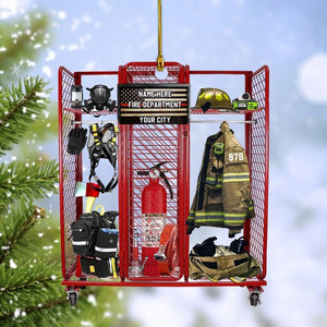 Personalized Firefighter Equipment Locker Room Christmas Ornament, Firefighter Keepsake Xmas Tree Decor, Gift For Firefighter , Gift For Dad