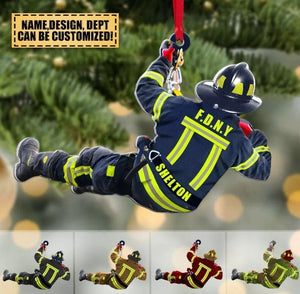 Personalized Firefighter Christmas 2024 Ornament, Custom Firefighter On Duty Acrylic Ornament, Fireman Dad Gift, Christmas Firefighter Gifts