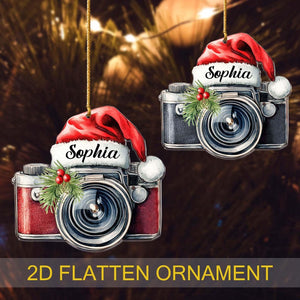 Personalized Photographer 2D FLATTEN Ornament Christmas 2024, Camera Lover Acrylic Ornament Housewarming Christmas 2024 Gift Xmas Tree Decor