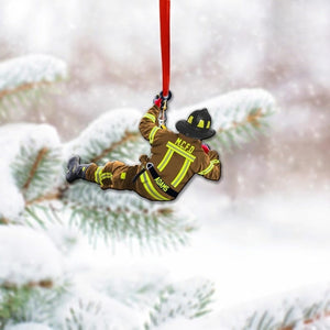 Personalized Firefighter Christmas 2024 Ornament, Custom Firefighter On Duty Acrylic Ornament, Fireman Dad Gift, Christmas Firefighter Gifts