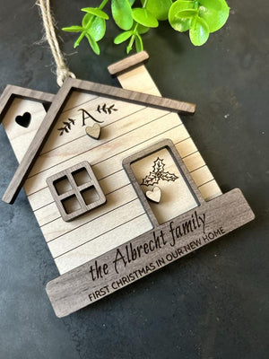 Christmas 2024 2025 Ornament First Home Ornament House Ornament Wooden Family Ornament Housewarming Gift Personalized Engraved New Home Gift
