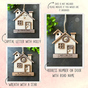 Christmas 2024 2025 Ornament First Home Ornament House Ornament Wooden Family Ornament Housewarming Gift Personalized Engraved New Home Gift