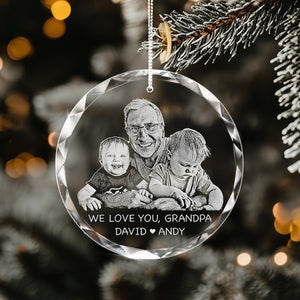 Custom Photo Crystal Glass Ornament - Personalized Christmas Gifts from Your Favorite Picture