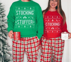Couples Ugly Christmas Sweater, I'm Her Stocking Stuffer, Funny Couple Matching Christmas Sweatshirt, Ugly Sweater Holiday Party Outfit Xmas