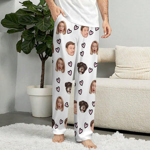 Custom Face Pajama Pants,Personalized Pajama Trousers for Men Women,Custom Pet Face Photo Couple Pajama Pants,Birthday Gift